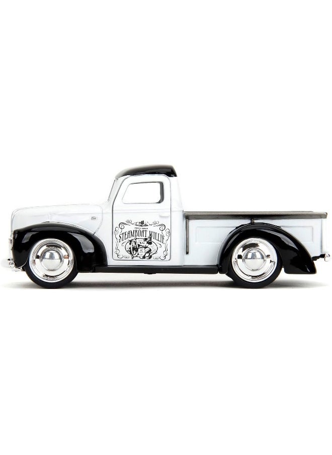 Jada Disney Mickey Mouse Steamboat Willie 1941 Ford Pickup Die-cast Truck (1:32, White/Black)