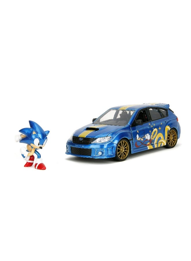 Jada Classic Sonic The Hedgehog 2012 Subaru Impreza WRX STI Die-cast Car (1:24, Blue) with Sonic Figure (5.72 cm)