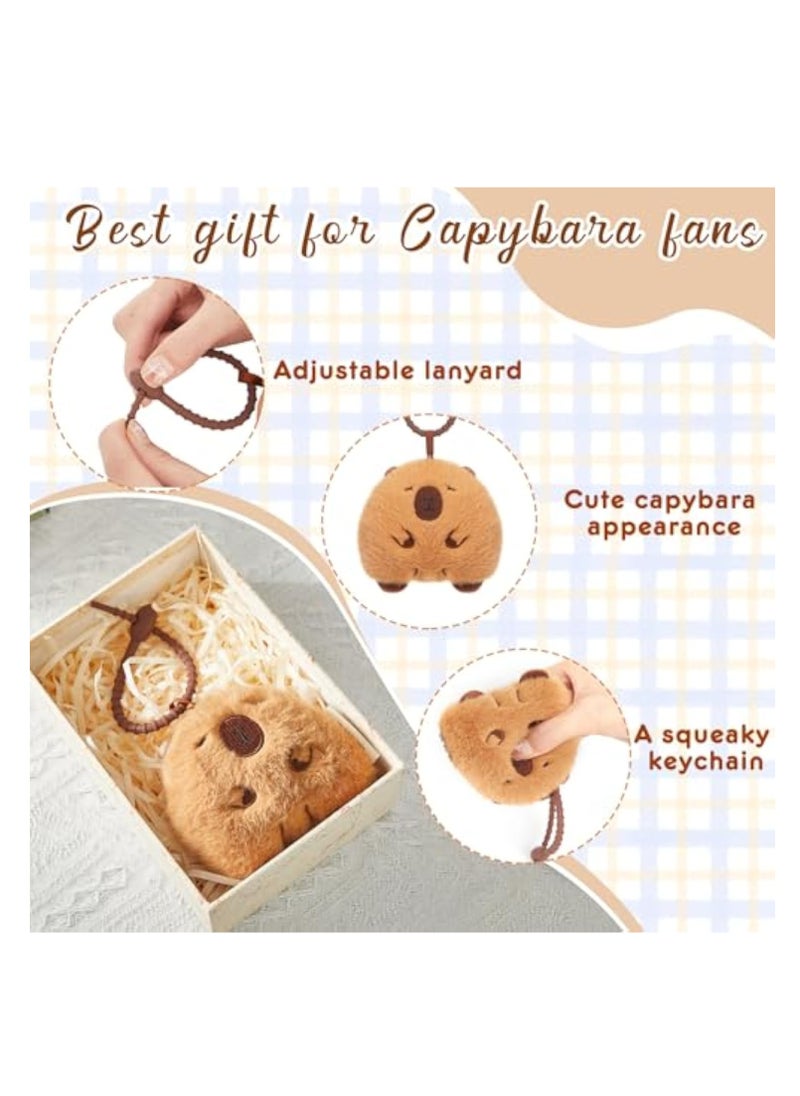 2Pcs Capybara Plush Keychain, Realistic Capybara Stuffed Animals Toy, Keyring Pendant, Purse Backpack Handbag Charms, for Backpacks, Car Key Ring, Birthday Valentines Day New Year Gifts