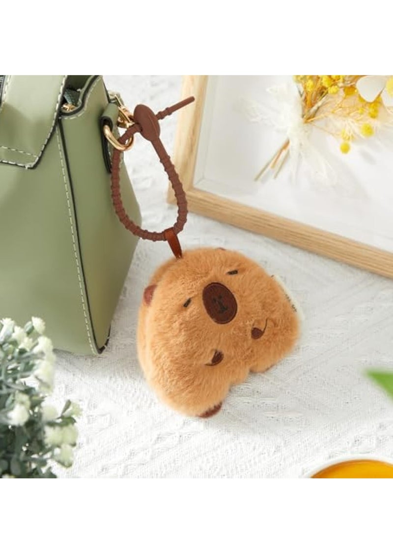 2Pcs Capybara Plush Keychain, Realistic Capybara Stuffed Animals Toy, Keyring Pendant, Purse Backpack Handbag Charms, for Backpacks, Car Key Ring, Birthday Valentines Day New Year Gifts