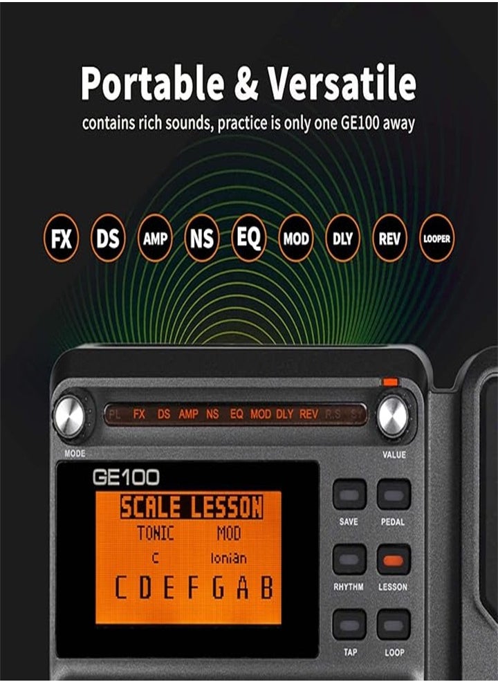Multi-effects guitar pedal with 80 presets, 66 effects, looping (180 seconds) and expression volume pedal, headphone output