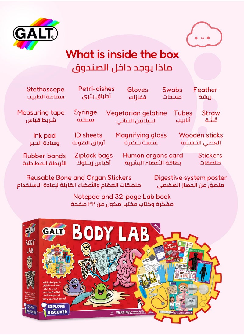 Body Lab Biology Science Kit for Children 6+ | 14 Fun Experiments | Explore and Discover STEM | Includes 32-Page Lab Book | Dimensions 31x7x22 cm