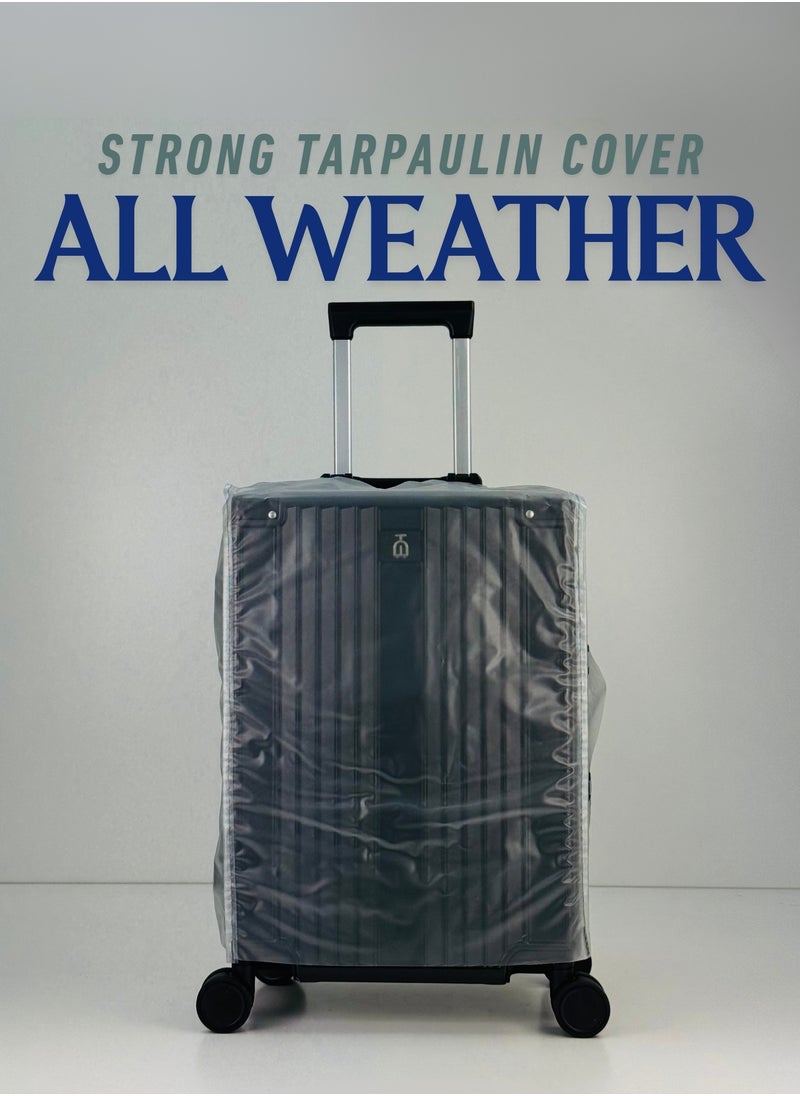 Light Weight Original Aluminum Frame Fashion Trolley Luggage, Unbreakable Polycarbonate Strong Hard Case Carry-On Suitcase Luggage, Dual TSA approved Combination Lock and 4 Quite 360° Double Spinner wheels with free Tarpaulin Protection Cover (Carry-On Luggage 20-Inch, Black)