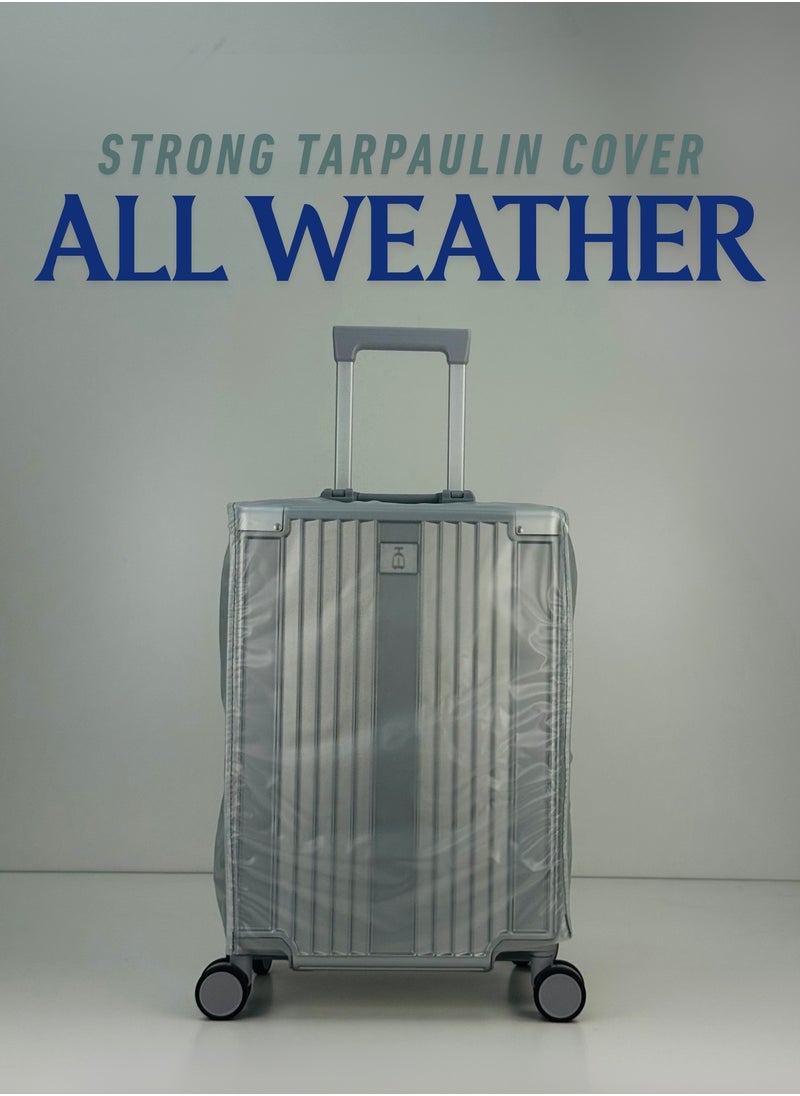 Light Weight Original Aluminum Frame Fashion Trolley Luggage, Unbreakable Polycarbonate Strong Hard Case Carry-On Suitcase Luggage, Dual TSA approved Combination Lock and 4 Quite 360° Double Spinner wheels with free Tarpaulin Protection Cover (Carry-On Luggage 20-Inch, Silver)