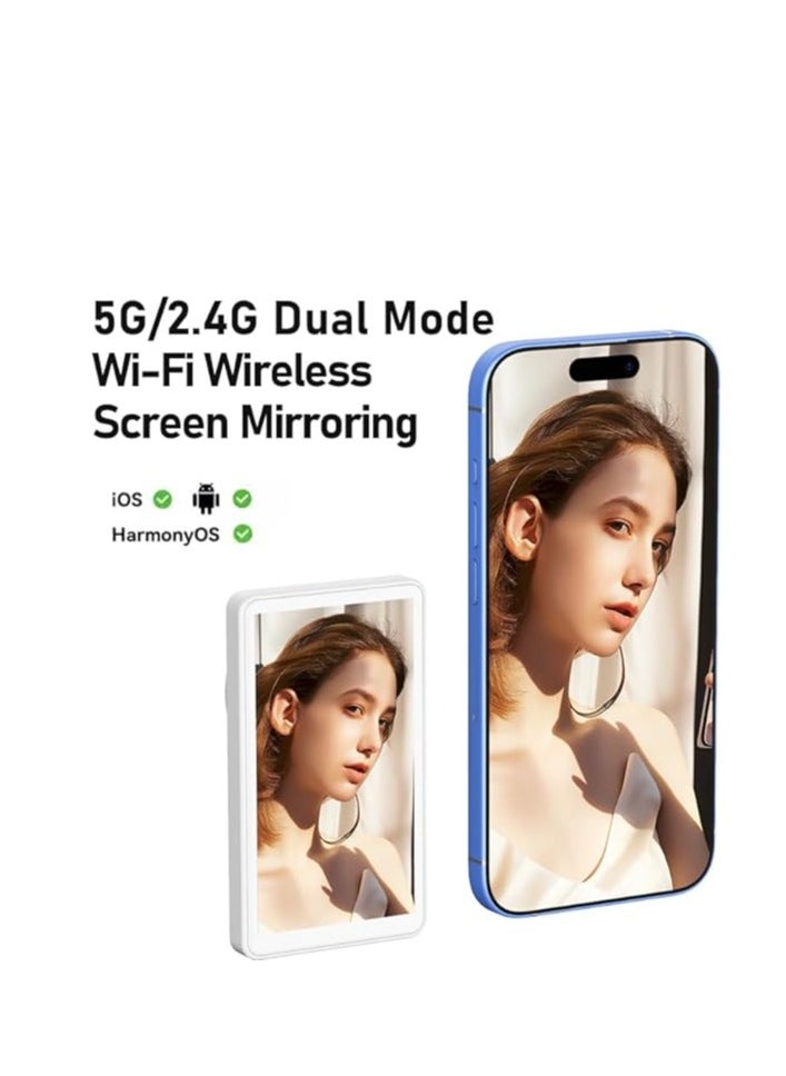 Magnetic Selfie Monitor Screen for iPhone & Android – 1800mAh Battery, Bluetooth Remote, 3-Level Brightness, Wide Screen Mode – Use Rear Camera for Vlogs, Selfies, Live Streaming, TikTok