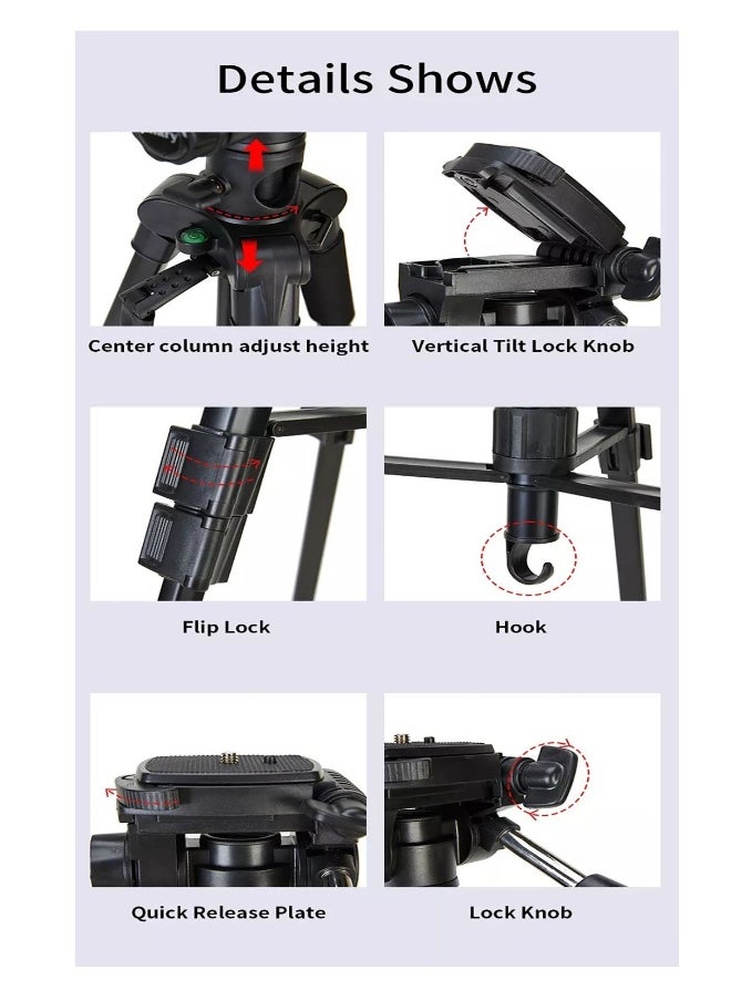 Professional Aluminium Tripod Monopod for All DSLR Cameras Lightweight Tripod Stand 360 degree 3 way Head Travel Phone Stand Aluminum (KP-2274)