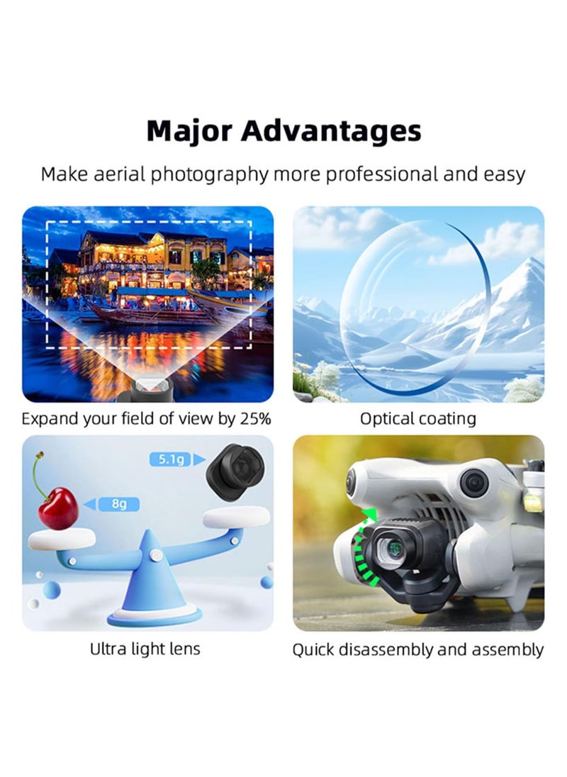 Wide-Angle Lens for DJI Mini 4 Pro Drone - Expands Viewing Range by 25% for Enhanced Photography and Videography, Essential Accessory for Mini 4 Pro Camera.