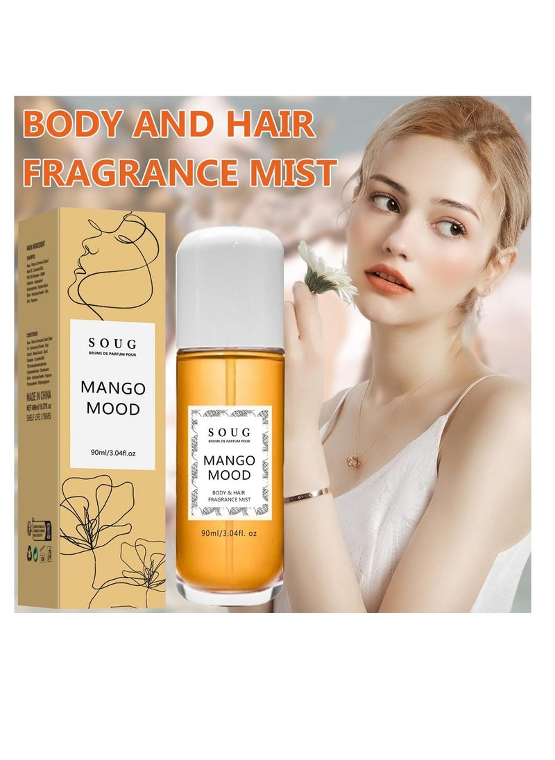 Vanilla Perfume Spray, Long Lasting Body & Hair Fragrance Mist, Eau De Toilette Spray, Multi-Use Vanilla Body Mist for Women & Girls, Vanilla, Moonstone, Mango, Dragon fruit, Amber (Mango)