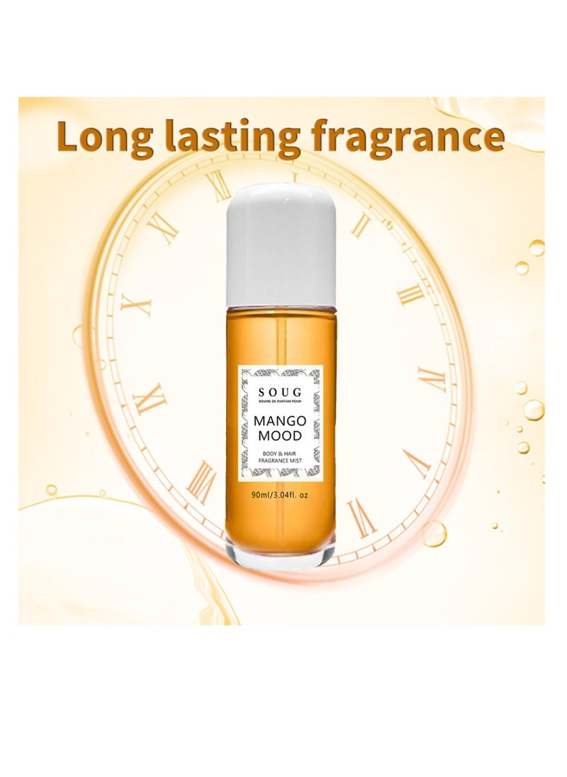 Vanilla Perfume Spray, Long Lasting Body & Hair Fragrance Mist, Eau De Toilette Spray, Multi-Use Vanilla Body Mist for Women & Girls, Vanilla, Moonstone, Mango, Dragon fruit, Amber (Mango)
