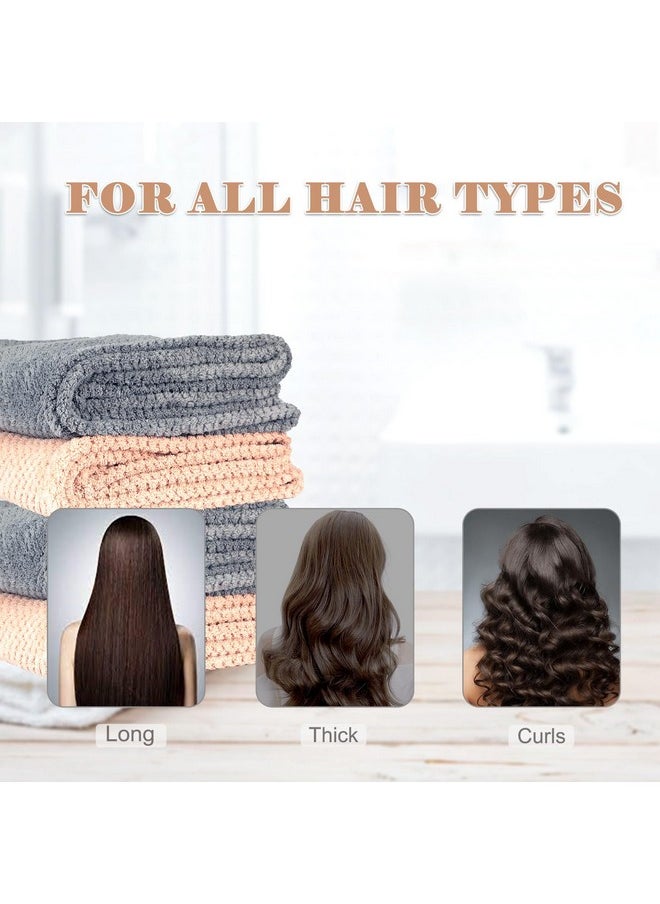 FREATECH 2-Pack Large Microfibre Hair Towel Wrap 34 x 10 in, Thicken Super Absorbent Hair Turbans for Wet Hair, Anti-frizz Hair Drying Towel with Elastic Band for Women Long Thick Curly Plopping Hair