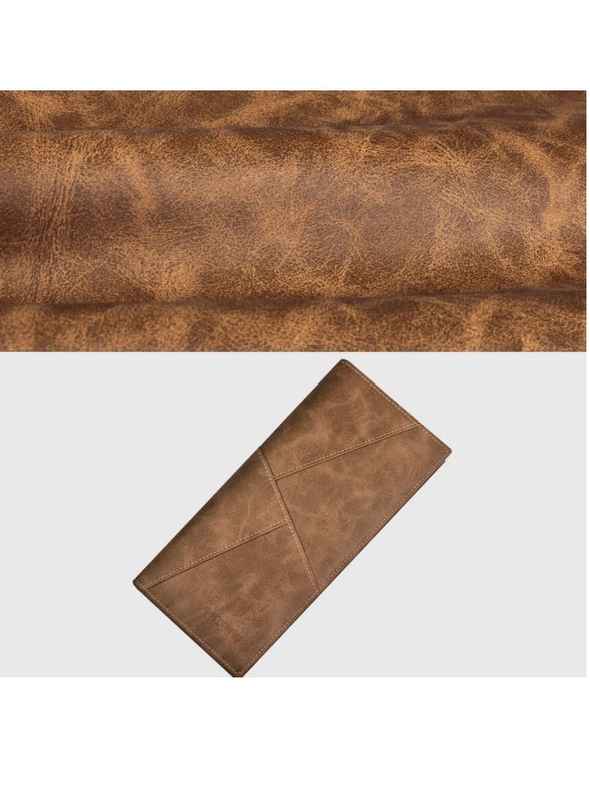 Men's Long Leather Multi-Card Slot Cowhide Ultra-Thin Business Wallet Card Wallet, Coffee Colour