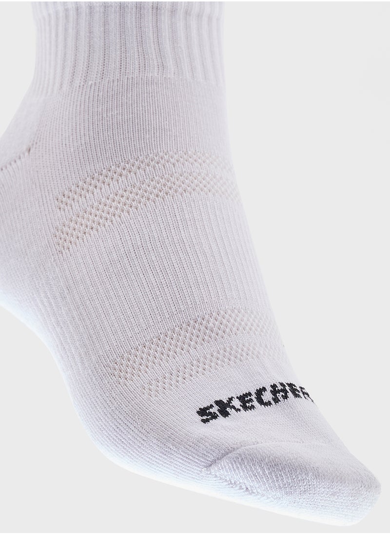 6 Pack Terry Qtr Crew Socks