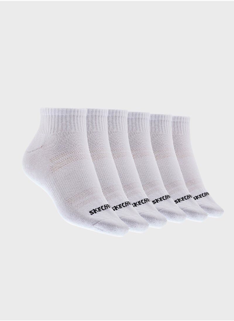 6 Pack Terry Qtr Crew Socks