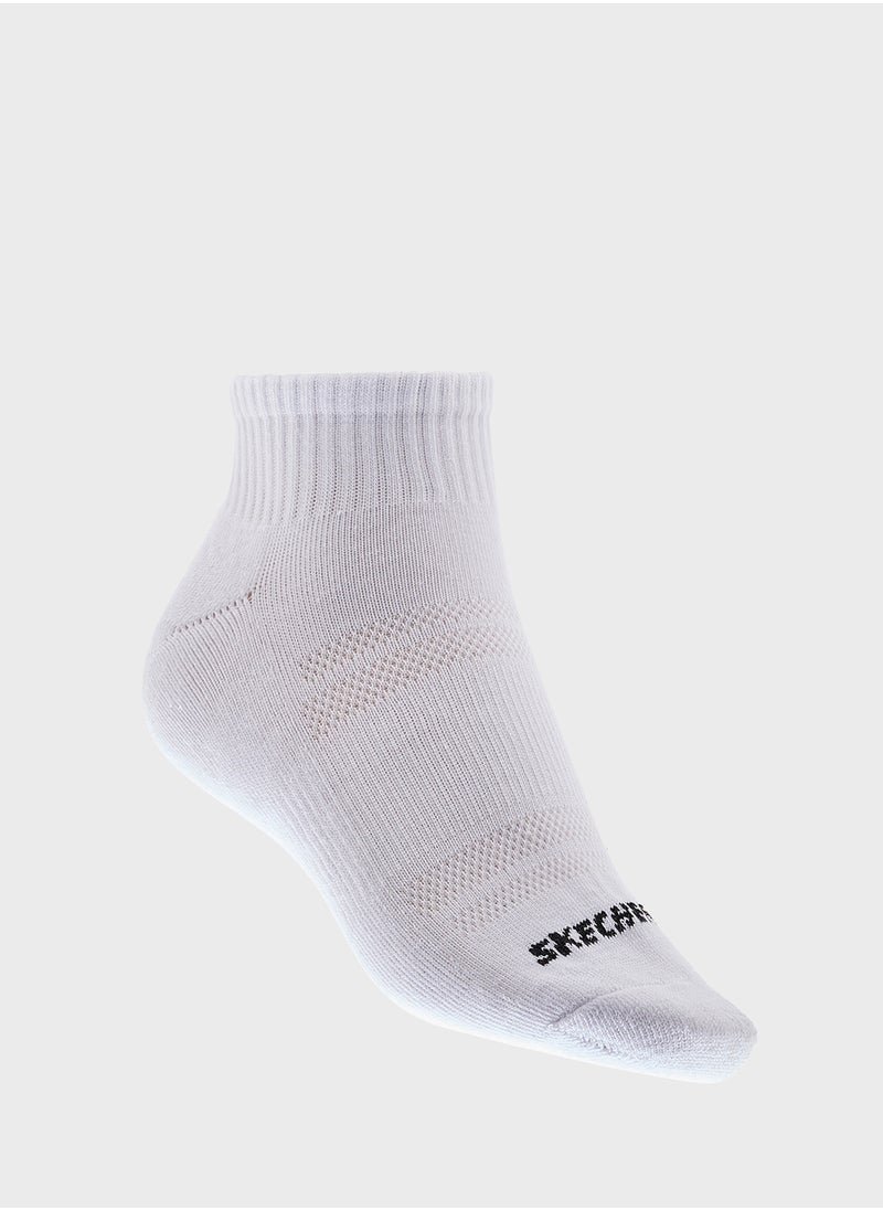 6 Pack Terry Qtr Crew Socks