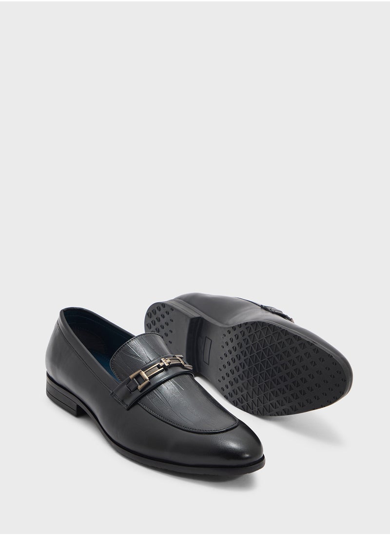 Textured Apron Trim Detail Formal Slip Ons