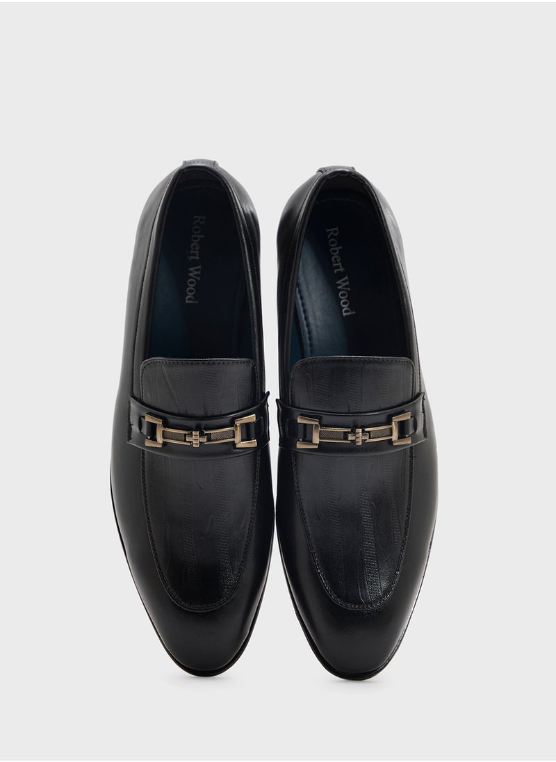 Textured Apron Trim Detail Formal Slip Ons