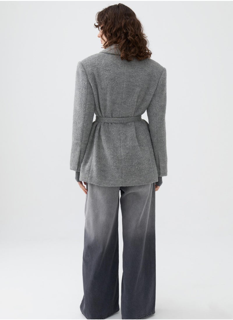 Double Breasted Jacket with Belt Detail