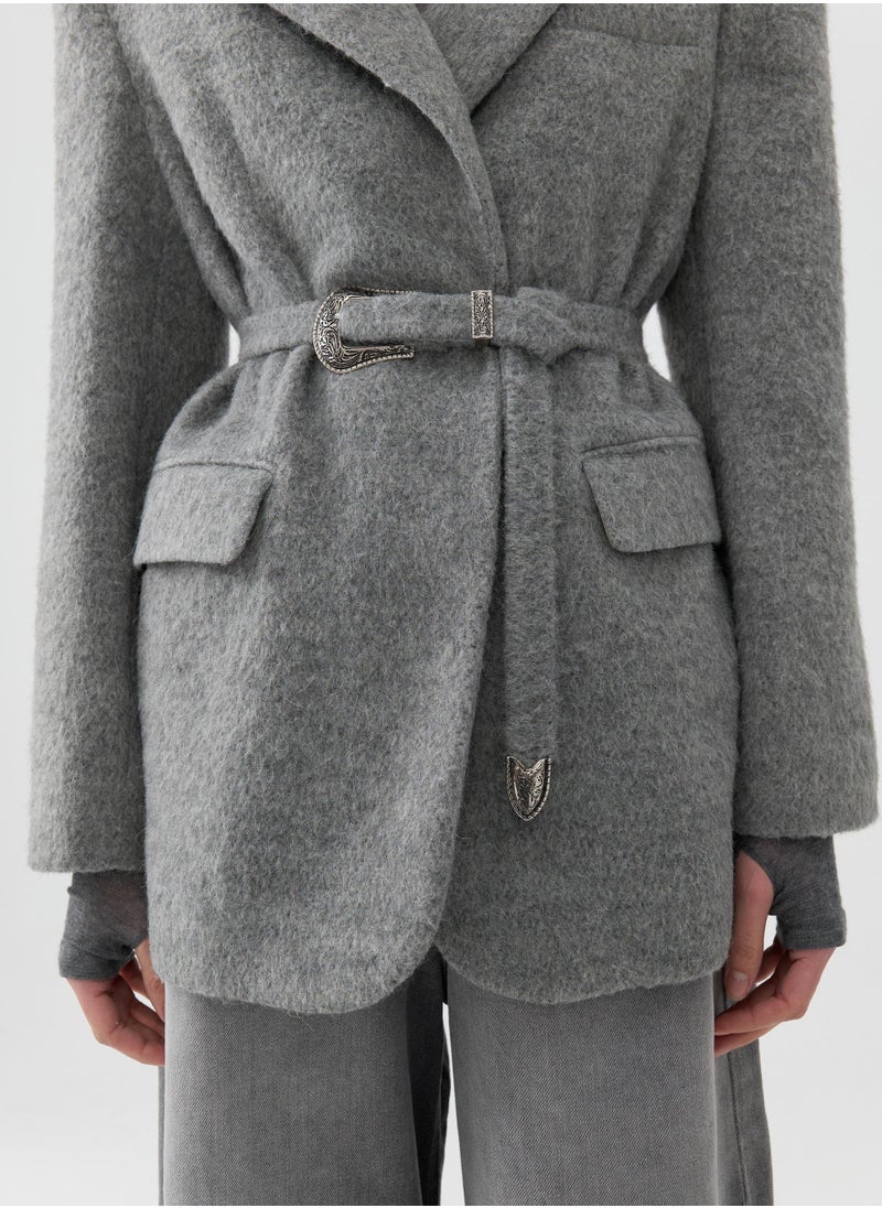 Double Breasted Jacket with Belt Detail