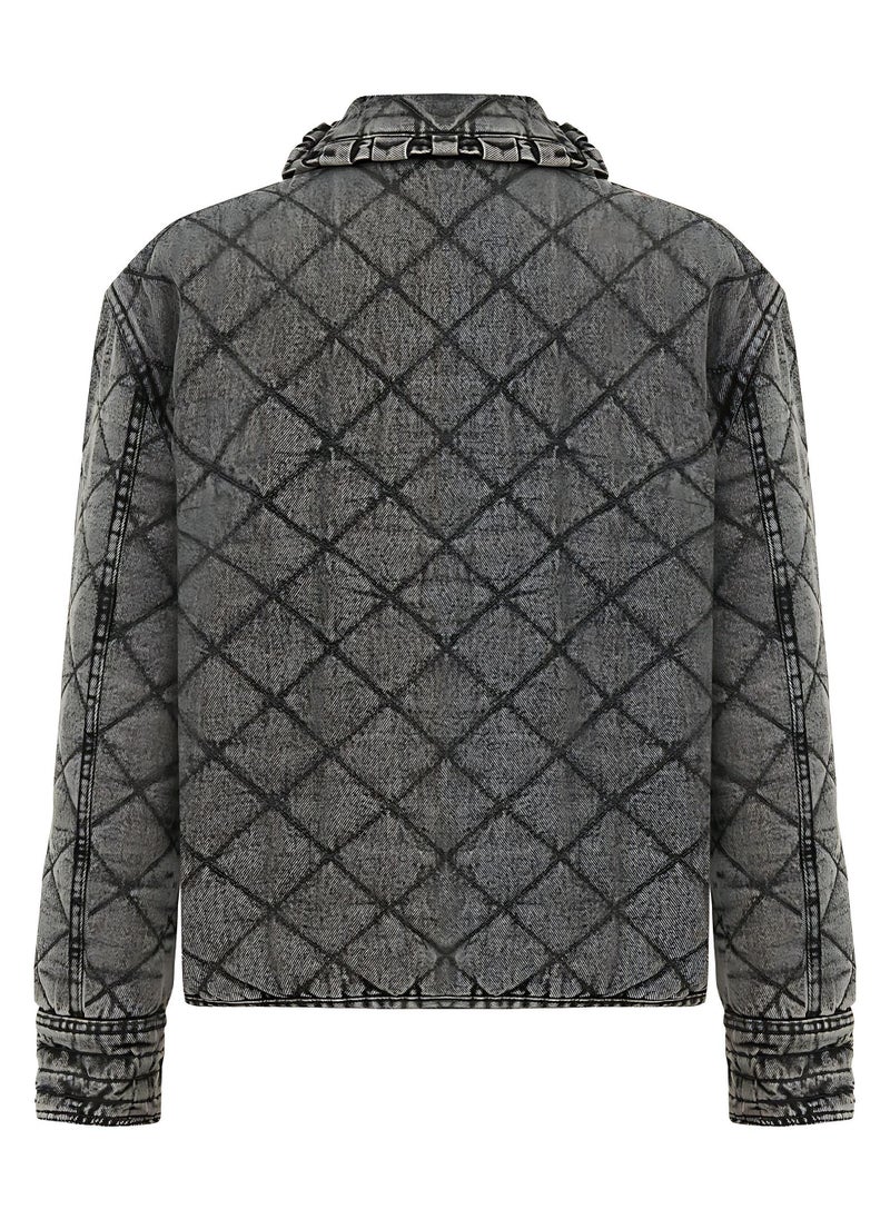Quilted Stone Detailed Jean Jacket