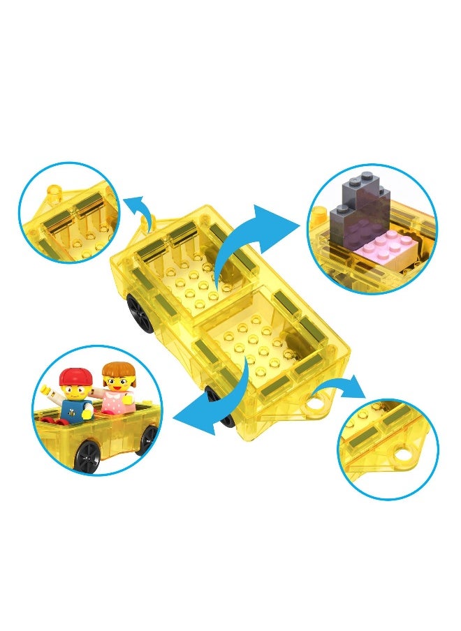 PicassoTiles Mini Diamond Travel Size 120pc Magnet Tiles with Figures and Car Set (120 Pieces)