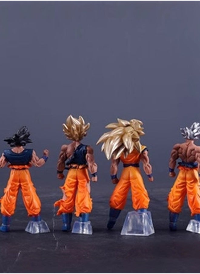 Dragon Ball  Four-piece set Goku Action Figure Decorative Resin Sculpture Home Decor Statue, Art Figurine Home Ornament Decoration for Office, Living Room, Bedroom, Book Shelf, TV Cabinet, Desktop