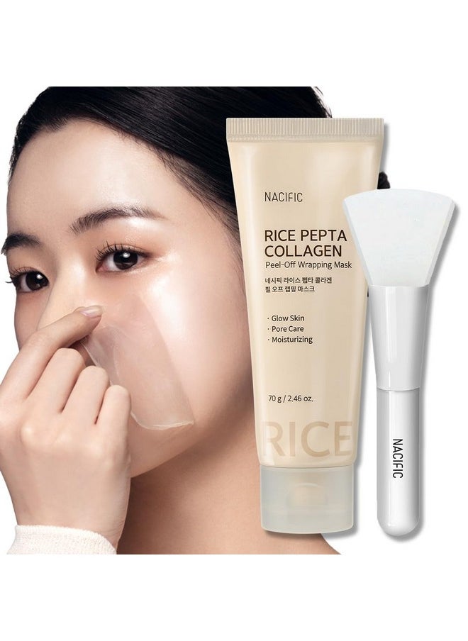 NACIFIC Rice Pepta Collagen Peel-Off Wrapping Mask 2.46oz. 70g Korean Skin Care Face Mask Hydrating Overnight Elasticity Firming Pore Minimizing Glow Glass Skin for All skin types