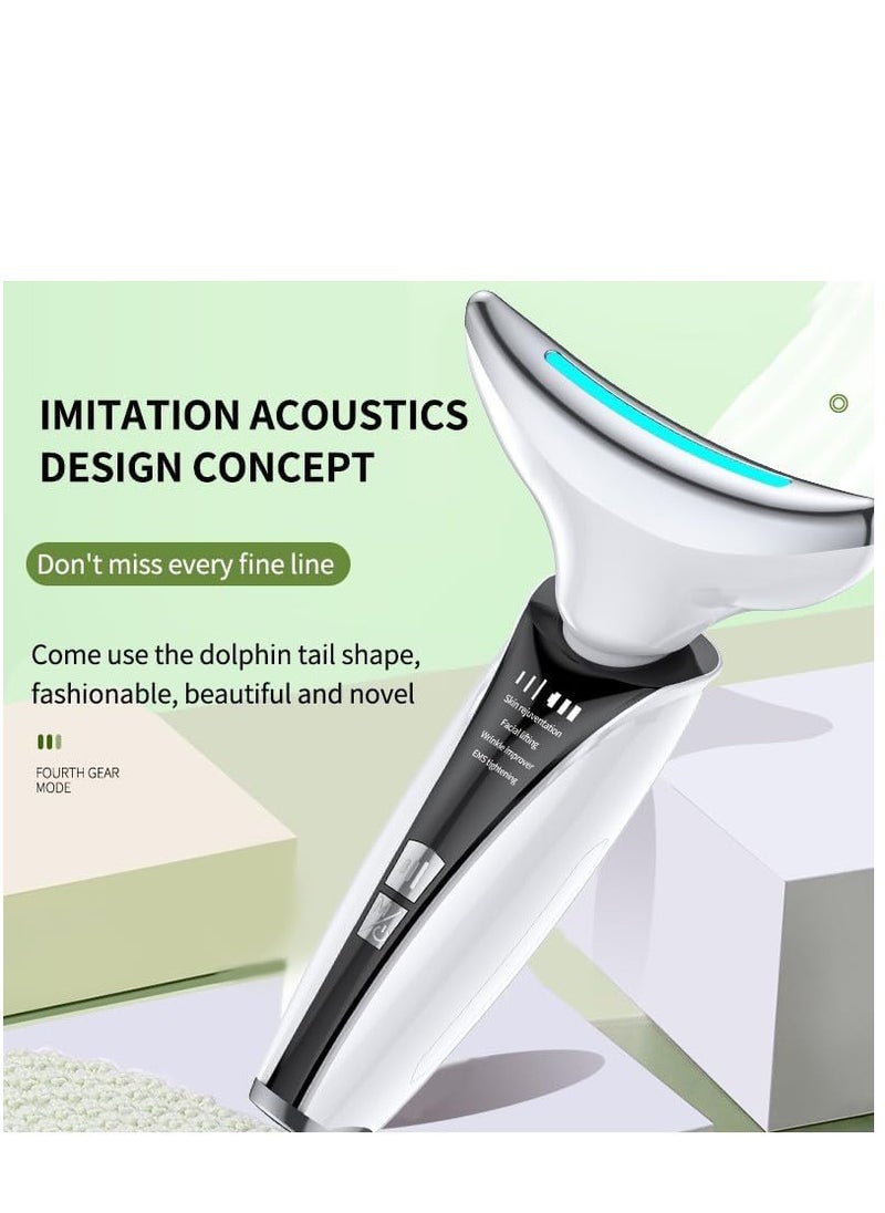 Dispozitiv Facial Multifunctional, Ingrijire Fata, Gat si Decolteu, Reducerea Ridurilor, Hidratare, Masaj Facial, Terapie cu Fotoni si Vibromasaj, Efect Anti-imbatranire, Incarcare USB