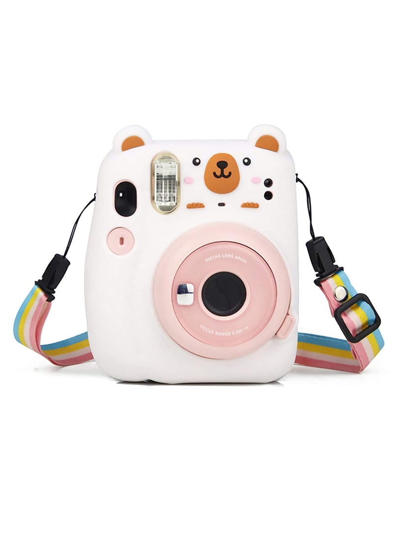 Camera Case for Fujifilm Instax Mini 11, Polaroid Camera Silicone Cute Case for Boys Girls Men Women Scenery Photos Pictures (Bear)