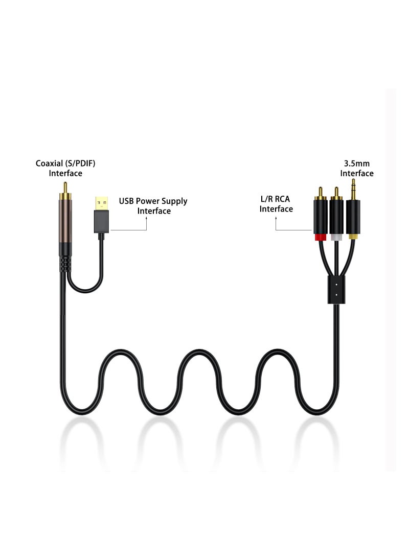 Digital to Analog Audio Conversion Cable,Digital SPDIF Coaxial to Analog L/R RCA  3.5mm AUX Stereo Audio Cable for PS4 Xbox HDTV DVD Headphone (3 M)