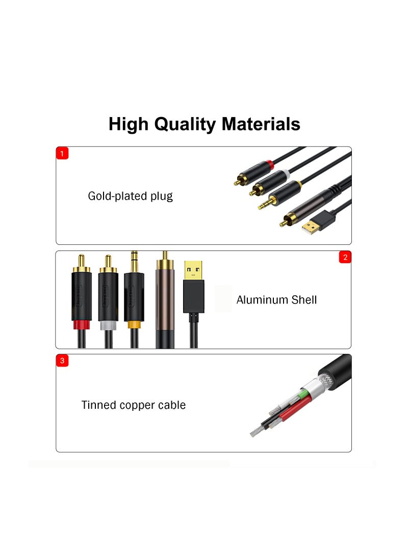 Digital to Analog Audio Conversion Cable,Digital SPDIF Coaxial to Analog L/R RCA  3.5mm AUX Stereo Audio Cable for PS4 Xbox HDTV DVD Headphone (3 M)