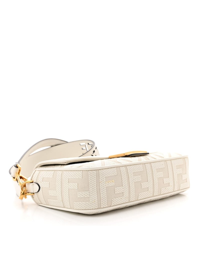 Canvas Vitello King Extra Strap FF Embroidered Baguette