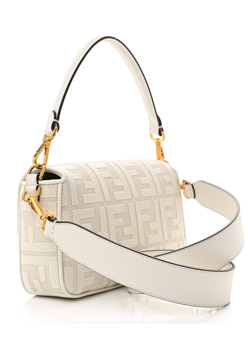 Canvas Vitello King Extra Strap FF Embroidered Baguette