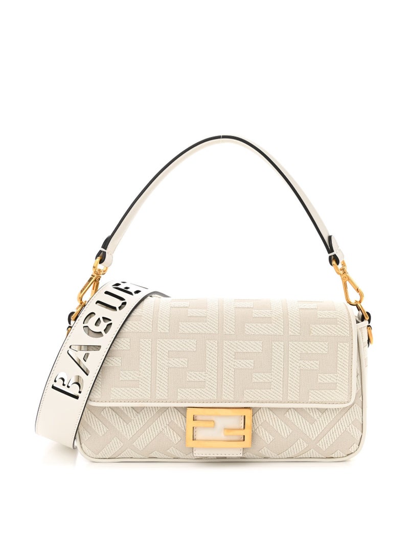 Canvas Vitello King Extra Strap FF Embroidered Baguette