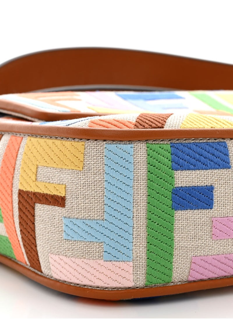 Canvas Vitello King Extra Strap FF Embroidered Baguette