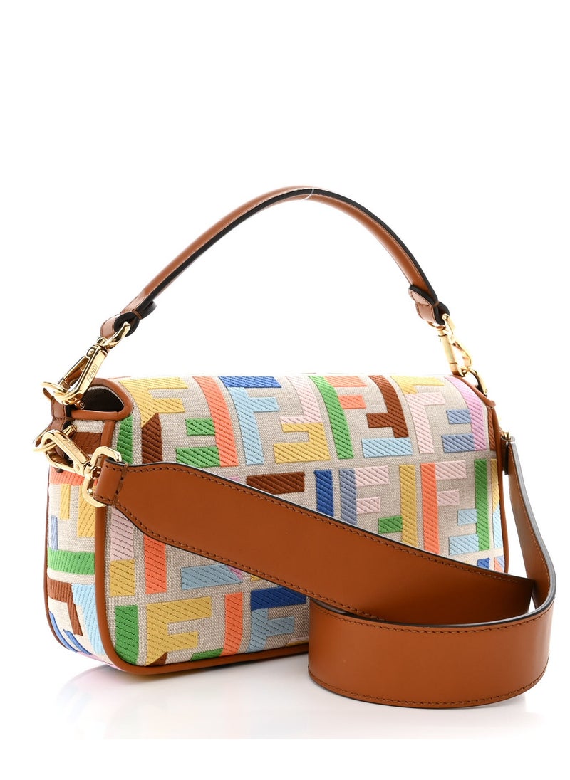 Canvas Vitello King Extra Strap FF Embroidered Baguette