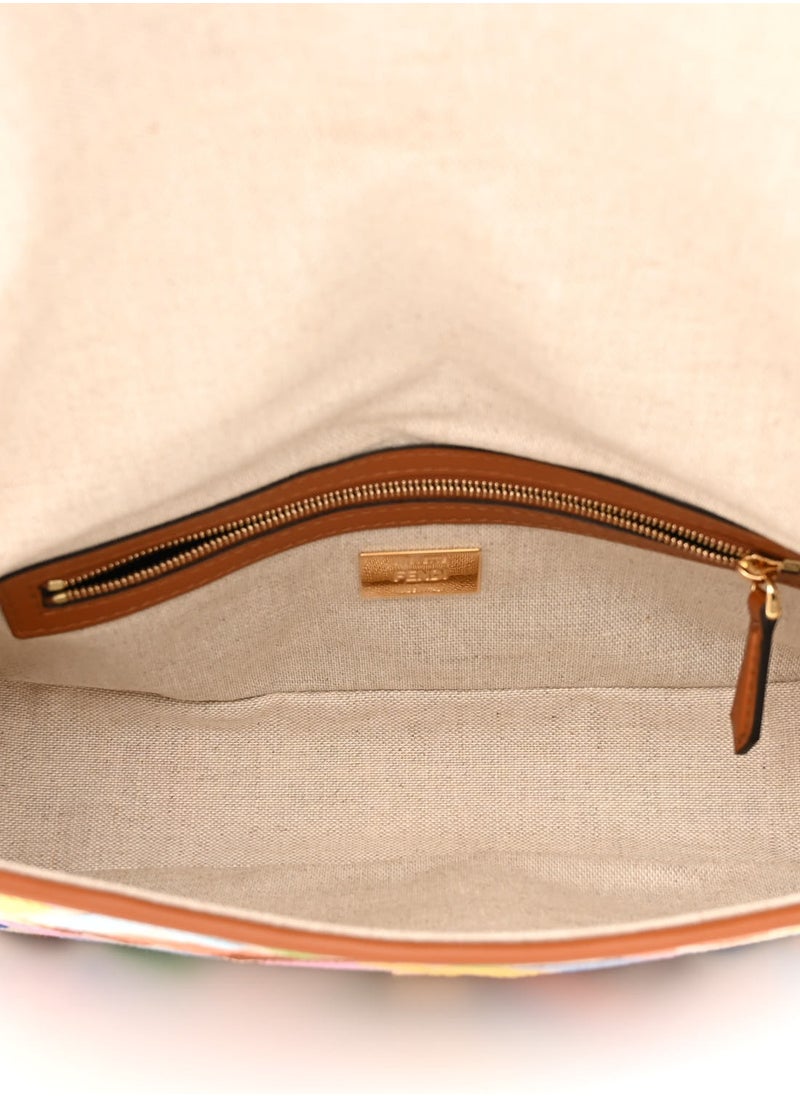 Canvas Vitello King Extra Strap FF Embroidered Baguette