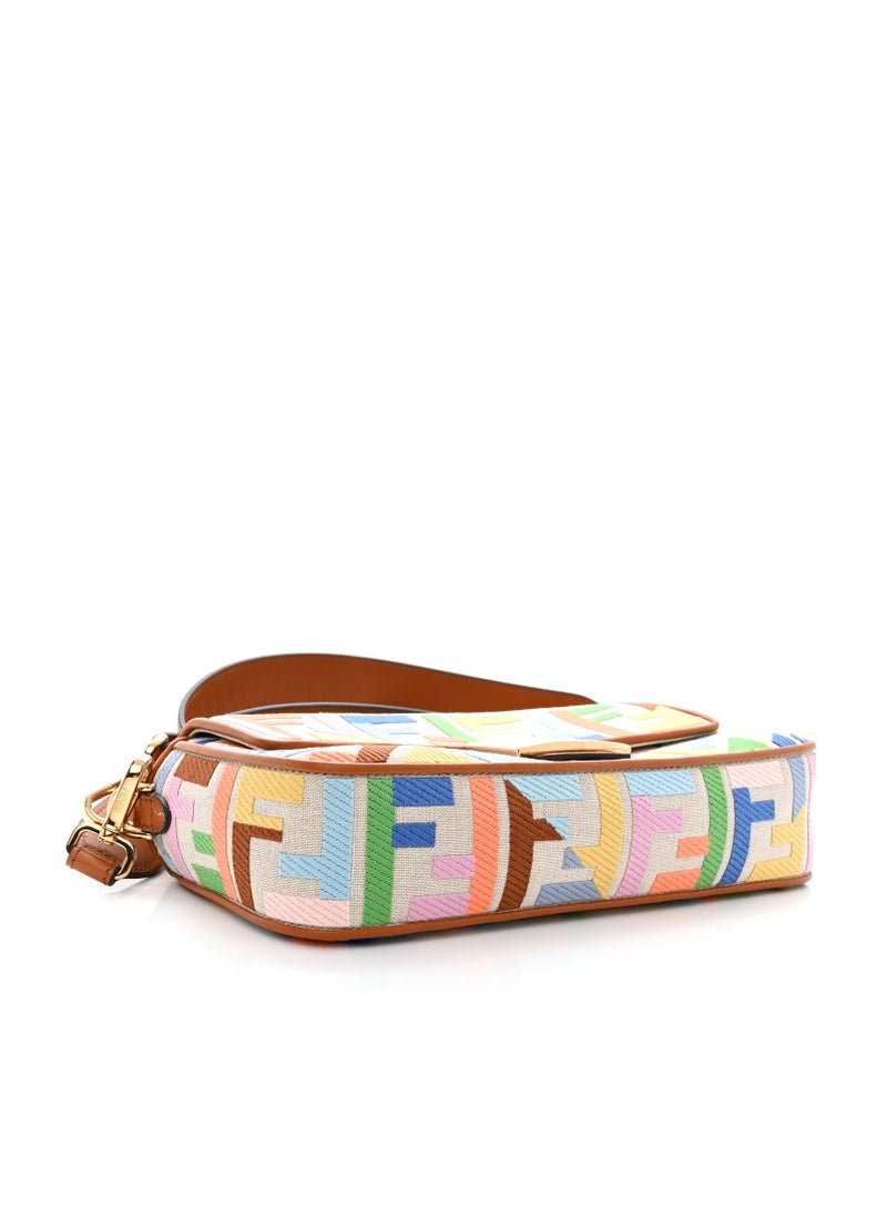 Canvas Vitello King Extra Strap FF Embroidered Baguette
