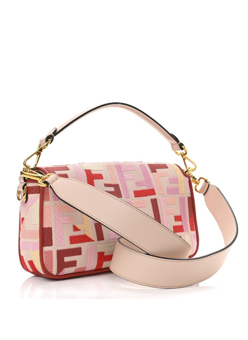 Canvas Vitello King Extra Strap FF Embroidered Baguette
