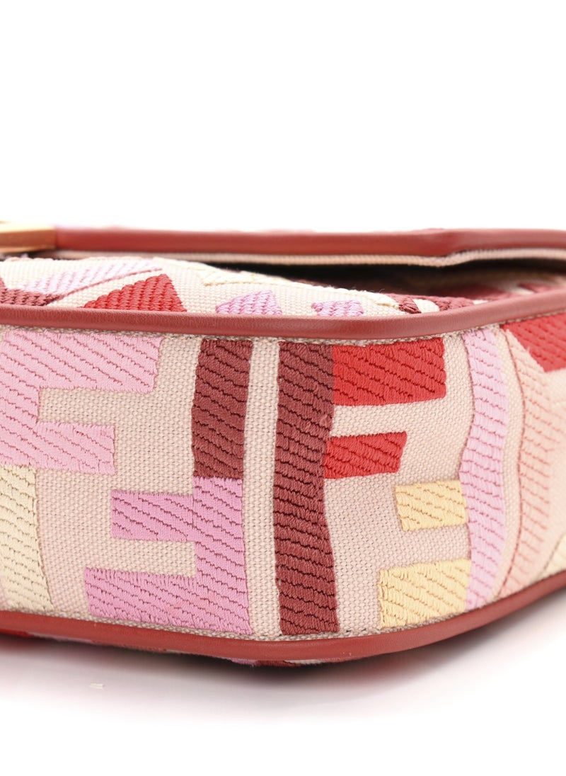 Canvas Vitello King Extra Strap FF Embroidered Baguette