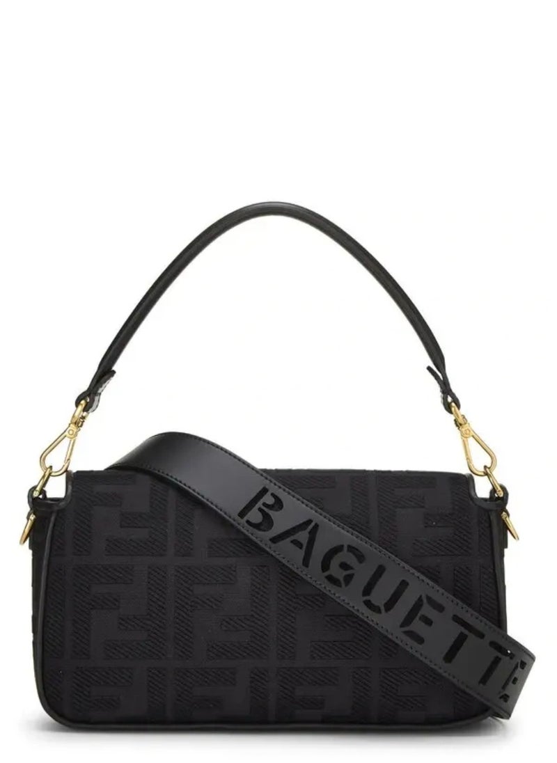 Canvas Vitello King Extra Strap FF Embroidered Baguette