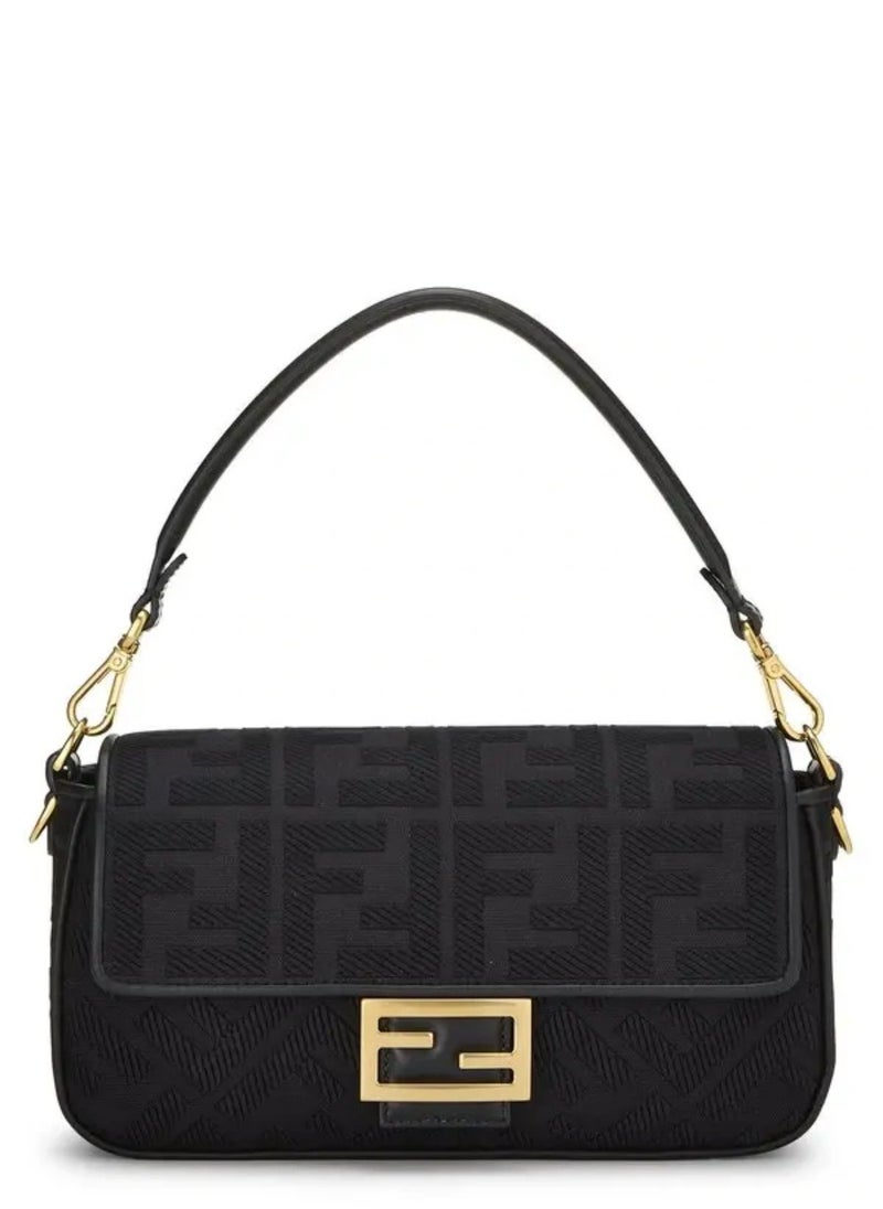 Canvas Vitello King Extra Strap FF Embroidered Baguette