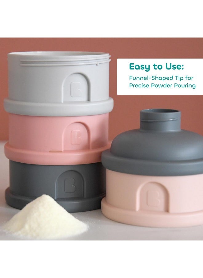 Beaba Stacked Formula Container with 4 Compartments - Pink/Mineral Grey