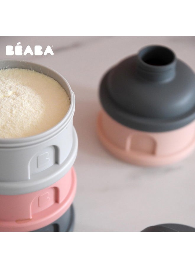 Beaba Stacked Formula Container with 4 Compartments - Pink/Mineral Grey
