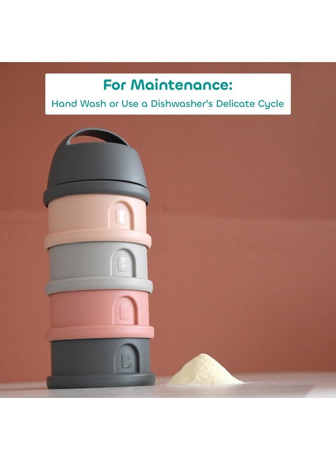 Beaba Stacked Formula Container with 4 Compartments - Pink/Mineral Grey