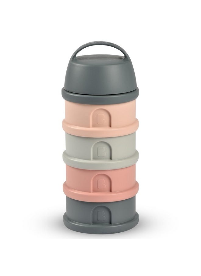 Beaba Stacked Formula Container with 4 Compartments - Pink/Mineral Grey