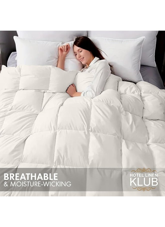 Hotel Linen Klub Luxury Duck Down Feather Duvet – Crafted with 100% Cotton Down Alternative Fabric and Natural Duck Down Fill for Superior Comfort, Warmth, and Breathability-Size: King (220 x 240cm)