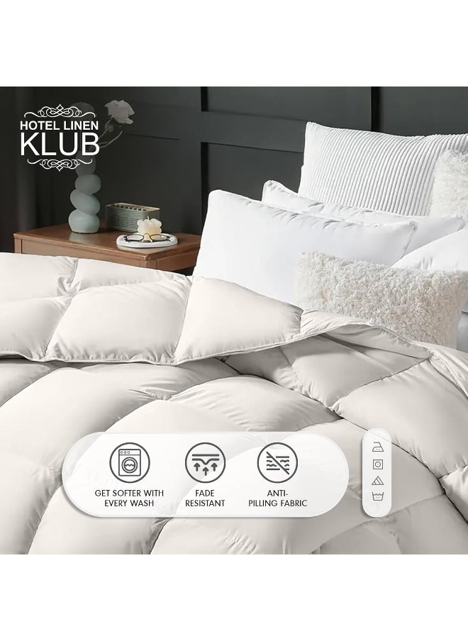 Hotel Linen Klub Luxury Duck Down Feather Duvet – Crafted with 100% Cotton Down Alternative Fabric and Natural Duck Down Fill for Superior Comfort, Warmth, and Breathability-Size: King (220 x 240cm)