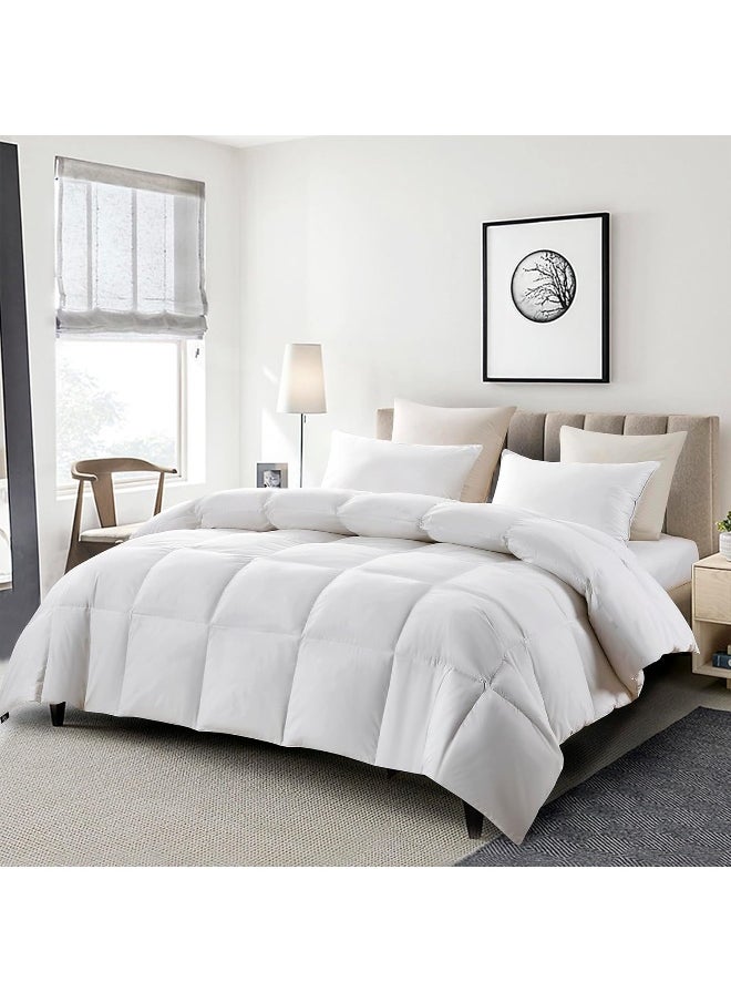 Serta 233 Thread Count White Feather Goose Down Fiber Seasons Warmth Comforter, KING