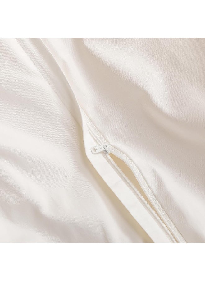 MooMee Duvet Cover Set 100% Egyptian Cotton Luxury Solid Bedding Set Ultra Soft Breathable Extremely Durable Queen White
