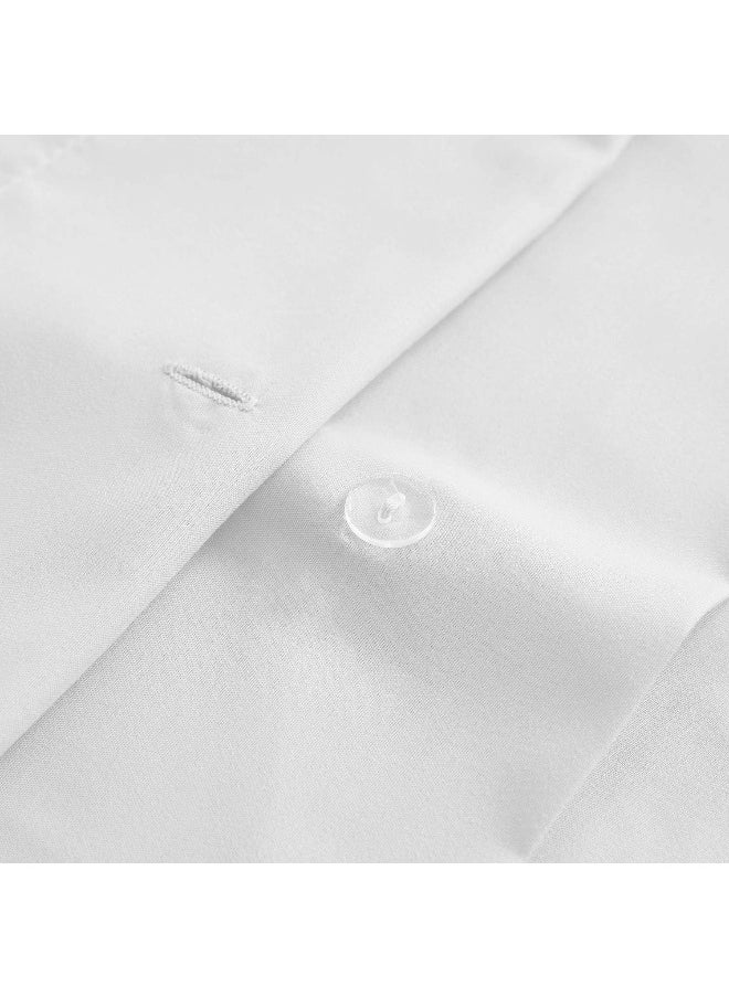 Mellanni Duvet Cover Set - 5 PC Iconic Collection Bedding Set - Hotel Luxury, Extra Soft & Cooling - Microfiber - Button Closure and Corner Ties (King, White)